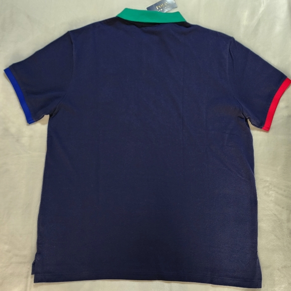 Men's POLO RALPH LAUREN Navy Blue Mesh Contrast Trim POLO Shirt/Custom slim fit - Picture 4 of 8